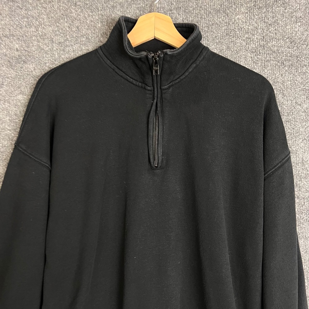 TNA Sweatfleece Quarter Zip Pullover Womens 2 Black Excellent Mega Fit Cozy - Picture 3 of 8